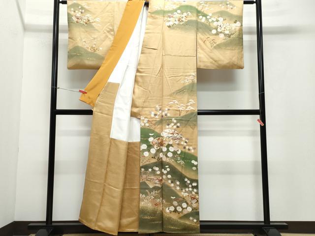 平和屋着物●訪問着 駒刺繍 地紙花車文 金銀彩 ますいわ屋扱い 正絹 逸品 CAAY2987vf