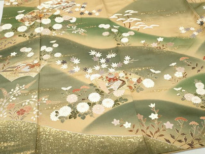 平和屋着物●訪問着 駒刺繍 地紙花車文 金銀彩 ますいわ屋扱い 正絹 逸品 CAAY2987vf