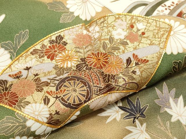 平和屋着物●訪問着 駒刺繍 地紙花車文 金銀彩 ますいわ屋扱い 正絹 逸品 CAAY2987vf