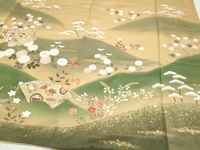 平和屋着物●訪問着 駒刺繍 地紙花車文 金銀彩 ますいわ屋扱い 正絹 逸品 CAAY2987vf