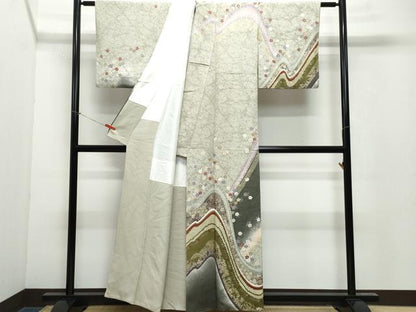 平和屋着物●訪問着 吉祥花文 金銀彩 正絹 逸品 CAAY2988vf