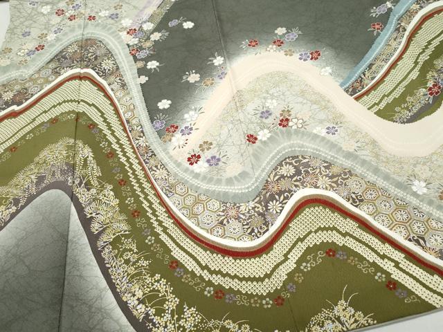 平和屋着物●訪問着 吉祥花文 金銀彩 正絹 逸品 CAAY2988vf