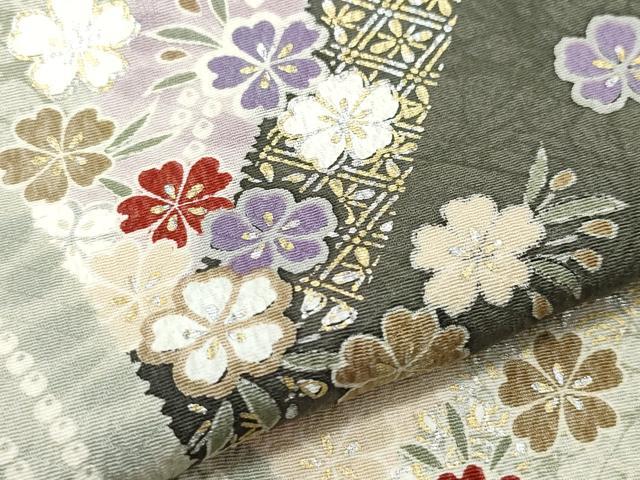 平和屋着物●訪問着 吉祥花文 金銀彩 正絹 逸品 CAAY2988vf