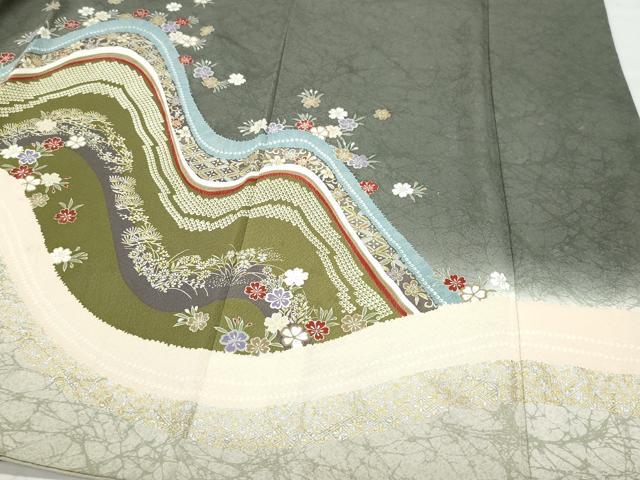 平和屋着物●訪問着 吉祥花文 金銀彩 正絹 逸品 CAAY2988vf