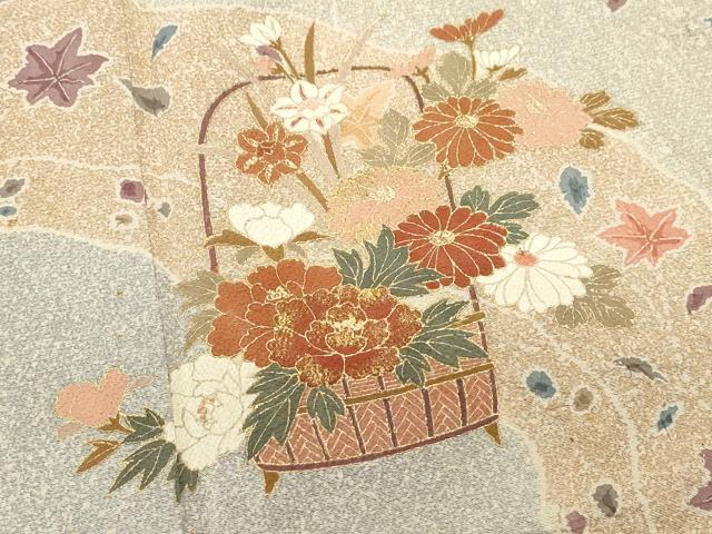 平和屋着物●訪問着　花籠文　金彩　鬼しぼ縮緬　やまと誂製　正絹　逸品　CAAY2994vf