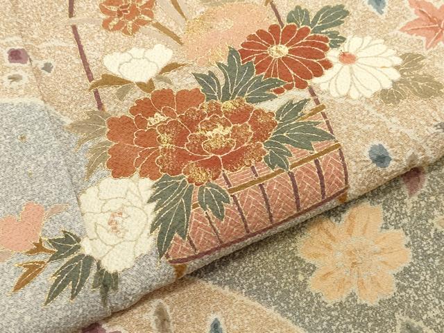 平和屋着物●訪問着　花籠文　金彩　鬼しぼ縮緬　やまと誂製　正絹　逸品　CAAY2994vf