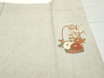 平和屋着物●訪問着　花籠文　金彩　鬼しぼ縮緬　やまと誂製　正絹　逸品　CAAY2994vf