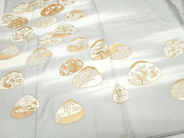 平和屋着物●創業460年・千總 訪問着 駒刺繍 貝合わせ宝尽くし草花文 金彩 伊勢丹扱い 正絹 逸品 CAAY2998vf