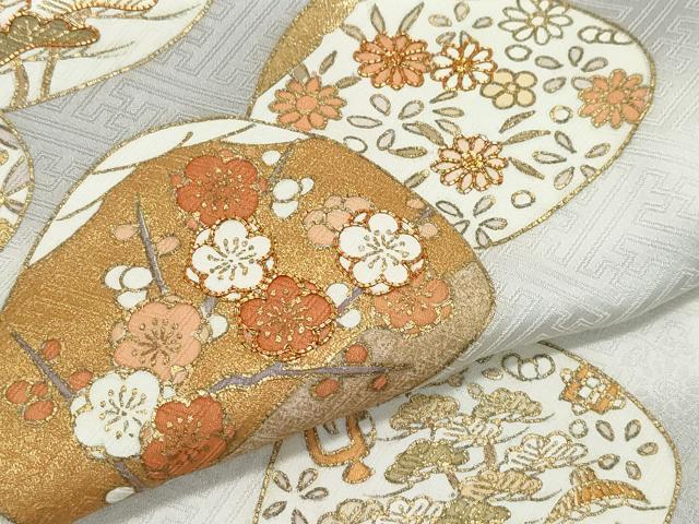 平和屋着物●創業460年・千總 訪問着 駒刺繍 貝合わせ宝尽くし草花文 金彩 伊勢丹扱い 正絹 逸品 CAAY2998vf