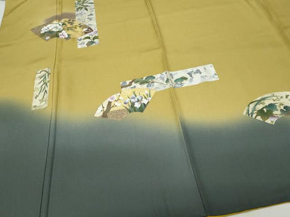 平和屋着物●訪問着　地紙葡萄蔦の葉草花文　金銀彩　正絹　逸品　CAAY2999vf