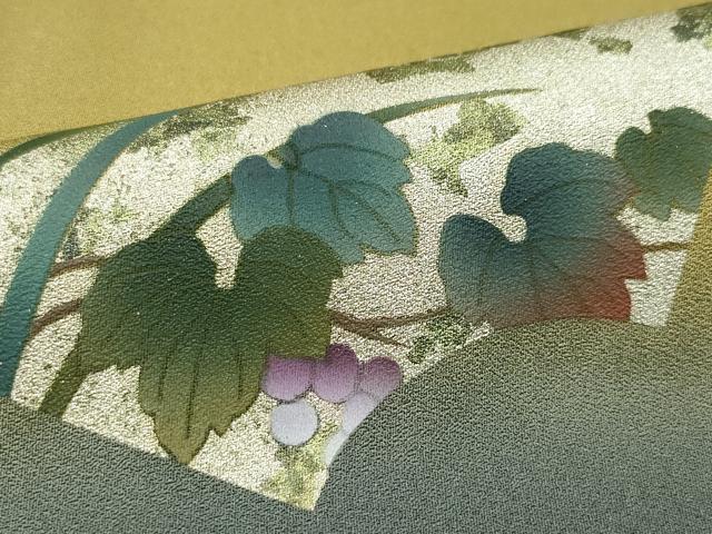 平和屋着物●訪問着　地紙葡萄蔦の葉草花文　金銀彩　正絹　逸品　CAAY2999vf