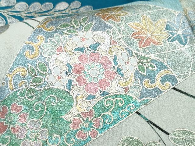 平和屋着物●訪問着 螺鈿 扇面更紗草花文 暈し染め 金銀彩 正絹 逸品 CAAY3001vf