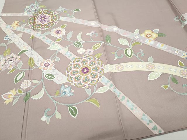 平和屋着物●京の名門 じゅらく謹製 帝王紫(古代帝王紫) 訪問着 刺繍 正倉院花文 金彩 正絹 逸品 CAAY3009vf
