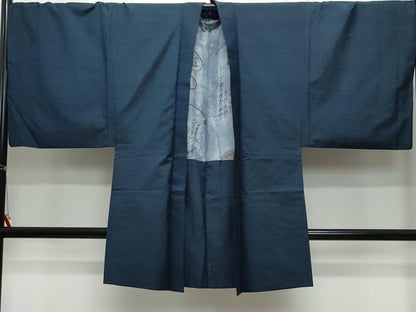 平和屋着物●男性　紬　アンサンブル　藍鉄色　正絹　逸品　CAAY3015vf