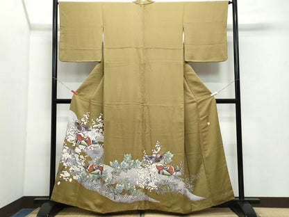 平和屋着物●色留訪問着 飛田賢翔 鴛鴦流水枝花文 正絹 逸品 CAAY3019vf