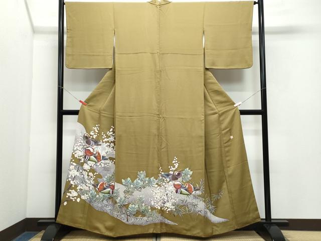 平和屋着物●色留訪問着 飛田賢翔 鴛鴦流水枝花文 正絹 逸品 CAAY3019vf