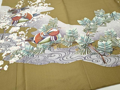平和屋着物●色留訪問着 飛田賢翔 鴛鴦流水枝花文 正絹 逸品 CAAY3019vf