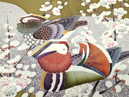 平和屋着物●色留訪問着 飛田賢翔 鴛鴦流水枝花文 正絹 逸品 CAAY3019vf