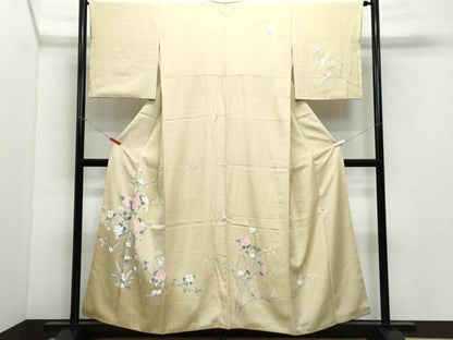平和屋着物●訪問着 友禅 枝花文 たたき染め 正絹 逸品 CAAY3031vf