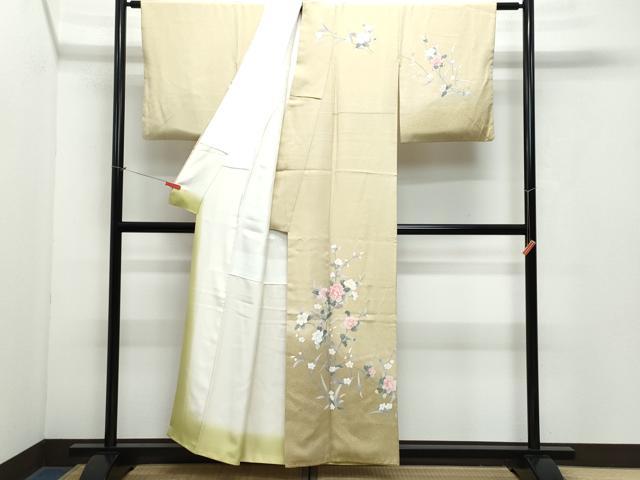 平和屋着物●訪問着 友禅 枝花文 たたき染め 正絹 逸品 CAAY3031vf