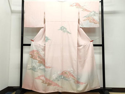 平和屋着物●十日町　名門　滝泰謹製　訪問着　絞り　地紙草花文　金彩　正絹　逸品　CAAY3044vf