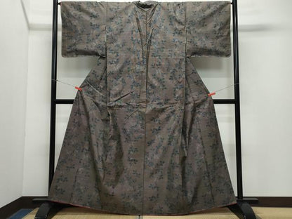 平和屋着物●本場大島紬 9マルキ 枝葉文 正絹 逸品 CAAY3055vf