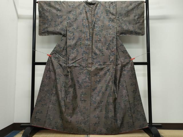 平和屋着物●本場大島紬 9マルキ 枝葉文 正絹 逸品 CAAY3055vf
