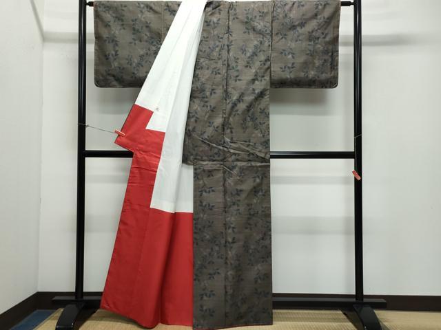 平和屋着物●本場大島紬 9マルキ 枝葉文 正絹 逸品 CAAY3055vf