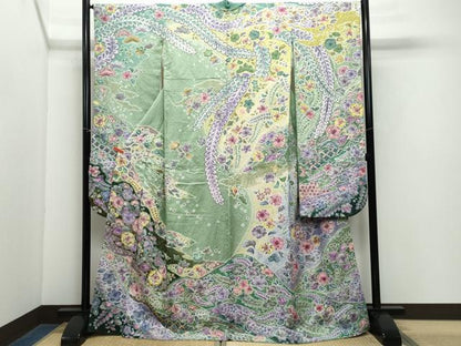 平和屋着物●豪華振袖 辻が花 銀通し地 正絹 逸品 CAAY3068vf
