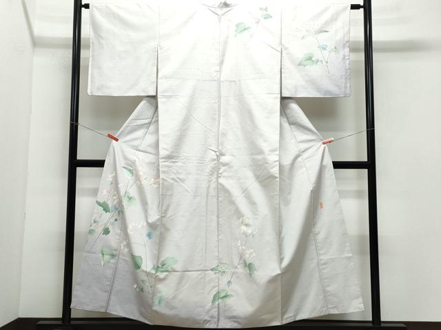 平和屋着物●石川県指定無形文化財 牛首紬 白山工房 手織り 本加賀友禅作家 藤村加泉 訪問着 枝花文 正絹 逸品 CAAY3071vf