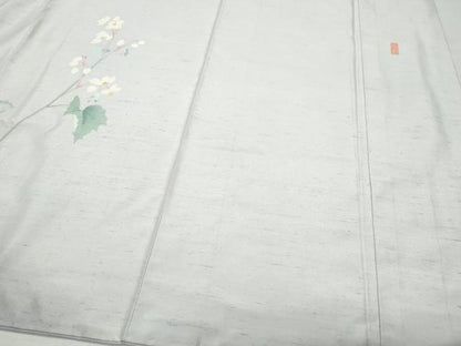 平和屋着物●石川県指定無形文化財 牛首紬 白山工房 手織り 本加賀友禅作家 藤村加泉 訪問着 枝花文 正絹 逸品 CAAY3071vf