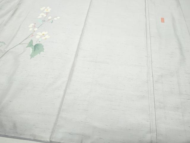 平和屋着物●石川県指定無形文化財 牛首紬 白山工房 手織り 本加賀友禅作家 藤村加泉 訪問着 枝花文 正絹 逸品 CAAY3071vf