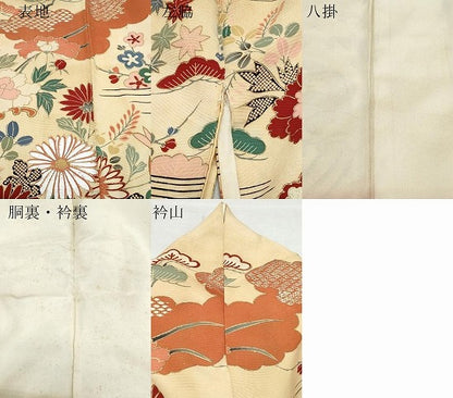 平和屋着物●セミアンティーク　振袖　草花文　金銀彩　正絹　逸品　CAAY3075vf