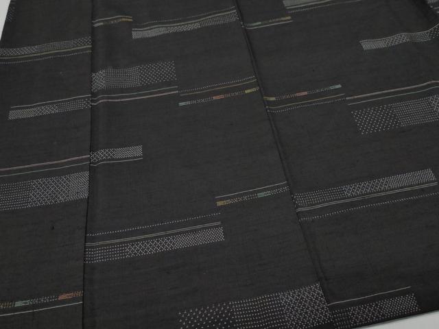 平和屋着物●上質な紬　横段文　正絹　逸品　CAAY3077vf