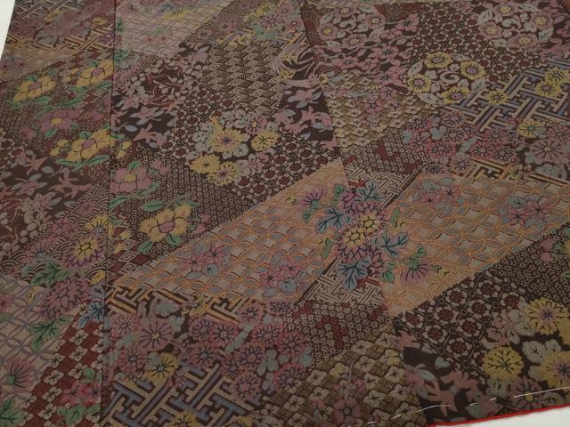 平和屋着物●上質な小紋 切嵌花唐草文 鬼しぼ縮緬 正絹 逸品 未使用 CAAY3081vf