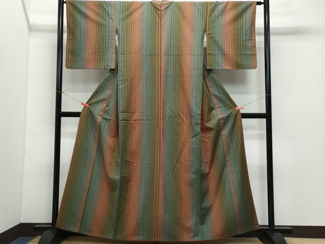平和屋着物●上質な紬　縞　正絹　逸品　CAAY3082vf