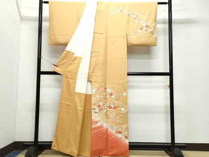 平和屋着物●訪問着　草花文　暈し染め　金彩　正絹　逸品　CAAY3098vf