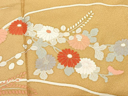 平和屋着物●訪問着　草花文　暈し染め　金彩　正絹　逸品　CAAY3098vf