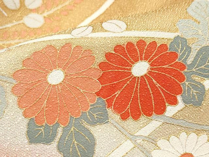 平和屋着物●訪問着　草花文　暈し染め　金彩　正絹　逸品　CAAY3098vf