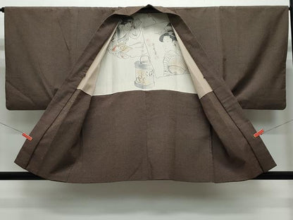 平和屋着物●男性　本塩沢　アンサンブル　蚊絣　正絹　逸品　CAAY3112vf
