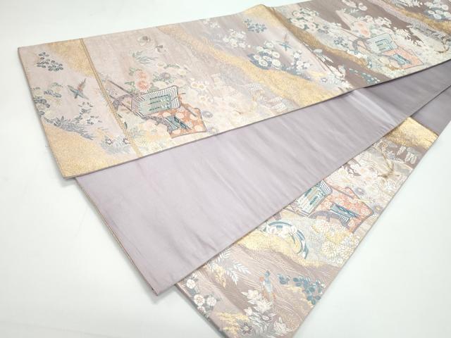 平和屋着物◎六通柄袋帯　道長競花文　金糸　正絹　逸品　CAAY3195vf