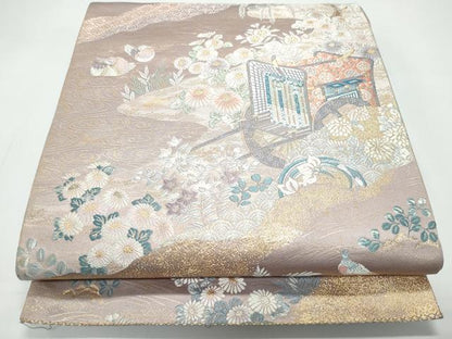 平和屋着物◎六通柄袋帯　道長競花文　金糸　正絹　逸品　CAAY3195vf