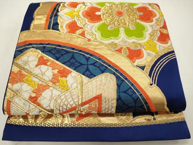 平和屋着物◎六通柄袋帯 唐織 御所車正倉院花文 金銀糸 正絹 逸品 CAAY3339oy