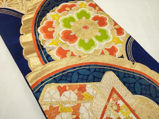 平和屋着物◎六通柄袋帯 唐織 御所車正倉院花文 金銀糸 正絹 逸品 CAAY3339oy