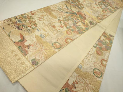 平和屋着物◎西陣 六通柄袋帯 唐織 鳳凰華飾文 金糸 正絹 逸品 CAAY3347oy