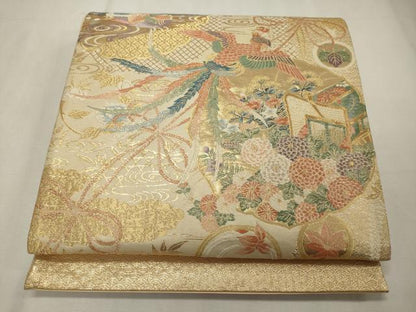 平和屋着物◎西陣 六通柄袋帯 唐織 鳳凰華飾文 金糸 正絹 逸品 CAAY3347oy