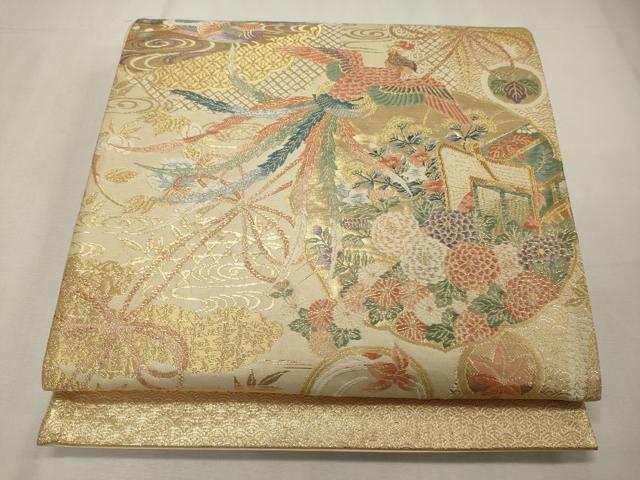 平和屋着物◎西陣 六通柄袋帯 唐織 鳳凰華飾文 金糸 正絹 逸品 CAAY3347oy