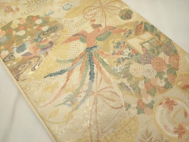 平和屋着物◎西陣 六通柄袋帯 唐織 鳳凰華飾文 金糸 正絹 逸品 CAAY3347oy