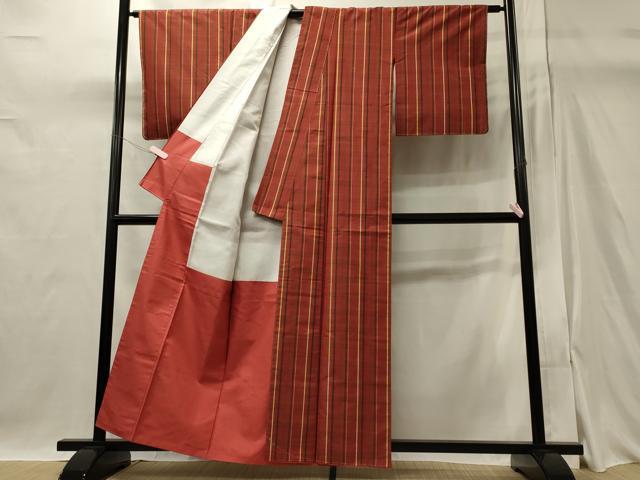 平和屋着物■上質な紬　縞　正絹　逸品　未使用　CAAY3376oy