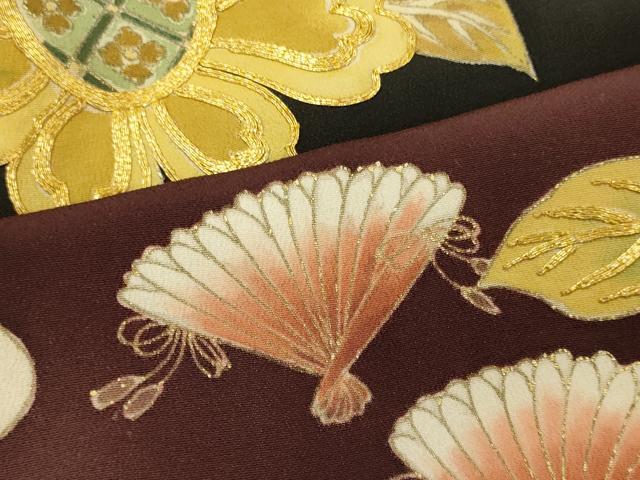 平和屋着物■豪華黒留袖　駒刺繍　桧扇花文　金彩　正絹　逸品　CAAY3379oy